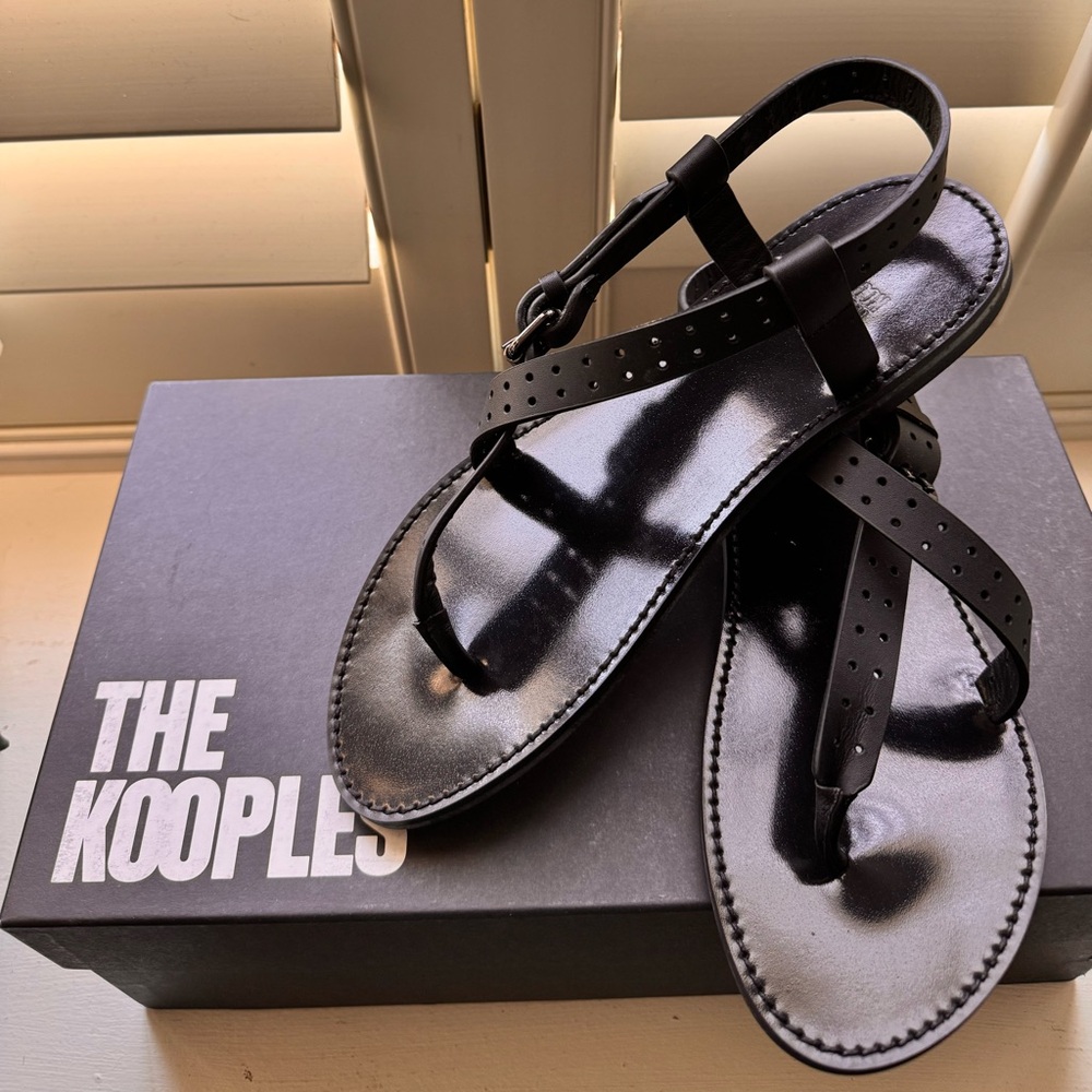 The Kooples Black Perforated Sandals SIZE 8 (39) NEW